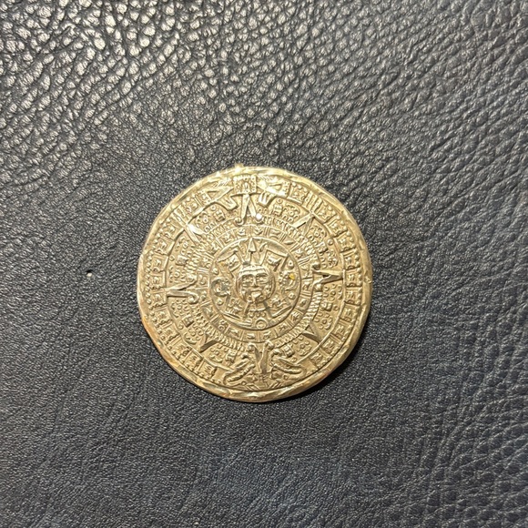 Silver Aztec Calendar pendant/pin